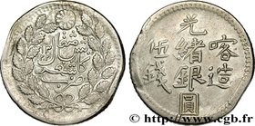 CHINA - SINKIANG PROVINCE
Type : 5 Miscals AH1322 
Date : 1904 
Quantity minted : - 
Metal : silver 
Diameter : 32 mm
Orientation dies : 4 h.
W...