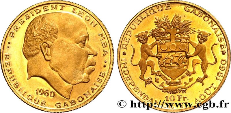 GABON
Type : 10 Francs Proof Léon Mba 
Date : 1960 
Mint name / Town : Paris ...
