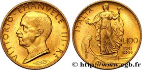 ITALY - KINGDOM OF ITALY - VICTOR-EMMANUEL III
Type : 100 Lire, an IX 
Date : 1931 
Mint name / Town : Rome 
Quantity minted : 22925 
Metal : gol...
