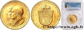 LIECHTENSTEIN
Type : 50 Franken 
Date : 1956 
Quantity minted : 17000 
Metal : gold 
Millesimal fineness : 900 ‰
Diameter : 26 mm
Orientation d...