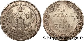 POLAND
Type : 1 1/2 Roubles 
Date : 1836 
Mint name / Town : Varsovie 
Quantity minted : 220043 
Metal : silver 
Millesimal fineness : 868 ‰
Di...
