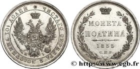 RUSSIA
Type : 1 Poltina (1/2 Rouble) 
Date : 1855 
Mint name / Town : Saint-Petersbourg 
Quantity minted : 756003 
Metal : silver 
Millesimal fi...