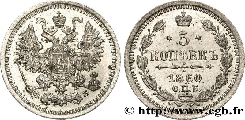 RUSSIA
Type : 5 Kopecks 
Date : 1860 
Mint name / Town : Saint-Petersbourg 
...
