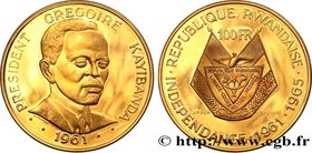 RWANDA
Type : 100 Francs Proof Grégoire Kayibanda 
Date : 1965 
Quantity minted : 3000 
Metal : gold 
Millesimal fineness : 900 ‰
Diameter : 35 ...