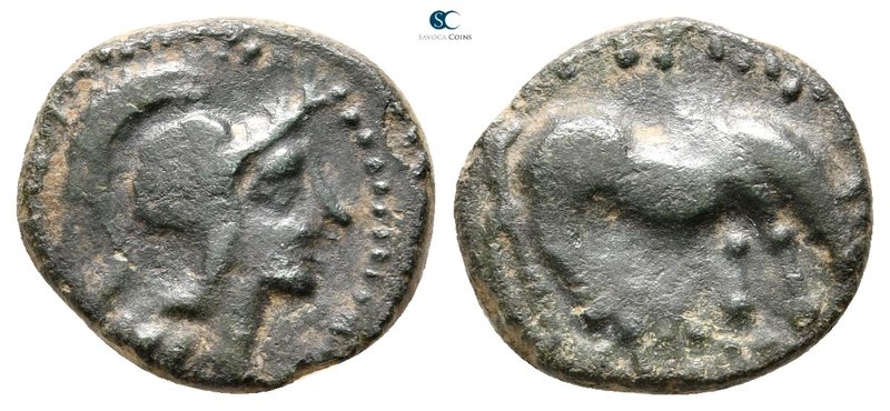 Eastern Europe. Imitation of Macedonian coinage 100-0 BC. 
Bronze Æ 

15 mm.,...