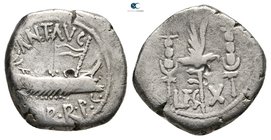 Mark Antony 32-31 BC. Military mint moving with M.Antony. Denarius AR