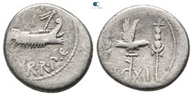 Mark Antony 32-31 BC. Mint moving with M. Antony. Denarius AR