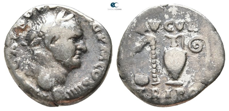 Vespasian AD 69-79. Rome
Denarius AR

17 mm., 2,96 g.



very fine