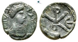 Justin I AD 518-527. Uncertain mint. Pentanummium Æ