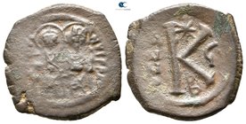 Justin II and Sophia AD 565-578. Uncertain mint. Half follis Æ
