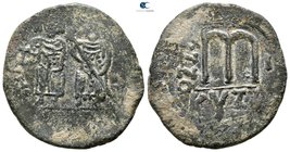 Phocas, with Leontia AD 602-610. Cyzicus. Follis Æ