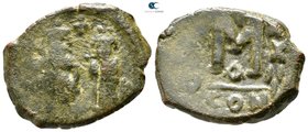 Heraclius, with Heraclius Constantine and Heraclonas AD 610-641. Constantinople. Follis Æ