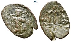 Constans II AD 641-668. Uncertain mint or Constantinople. Follis Æ