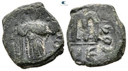 Constans II AD 641-668. Uncertain mint or Constantinople. Follis Æ