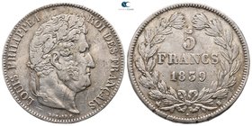 France. Marseille 1839. Louis-Philippe AD 1830-1848. 5 Francs