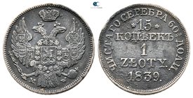 Russia. Warszawa.  AD 1839. 15 Kopeks = 1 Zloty