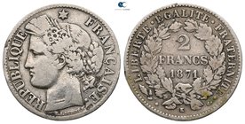 France. Bourdeaux.  AD 1871. 2 Francs