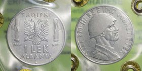 Albania - Vittorio Emanuele III (1939-1943) 1 Lek 1939 Anno XVII - Periziato MEGLIO DI BB - Rara