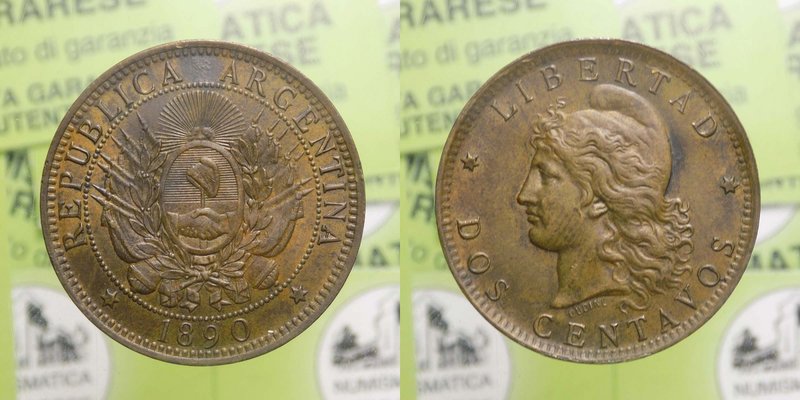 Argentina - 2 dos centavos 1890 - High Grade - KM 33
FDC