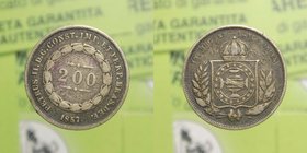 Brasile - Brasile 200 Reis 1857 Pietro II - raro
BB