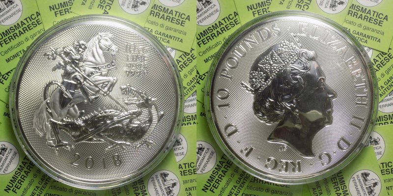 Inghilterra - Elisabetta II - 10 oz san giorgio 2018 - Ag