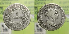 Lucca e Piombino - Felice Paciocchi e Elisa Bonaparte (1805-1814) 1 Franco 1806 - BB
BB