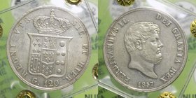 Regno due Sicilie - Ferdinando II (1830-1859) Piastra 120 Grana 1857 - Periziata FDC - Ag