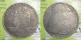 Regno di Napoli - Carlo di Borbone (1734-1759) Piastra "Firmata Securitas" 1747 - RR MOLTO RARA - Ag