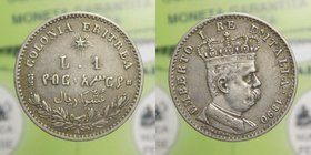Umberto I - Umberto I (1890-1896) 1 Lira 1890 Roma - (2/10 di Tallero) Montenegro 84 - RARA - Ag
BB+