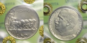 Vittorio Emanuele III - Vittorio Emanuele III (1900-1943) 50 Centesimi "Leoni" 1925 - Contorno Liscio - Periziato qFDC