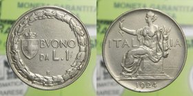 Vittorio Emanuele III - Vittorio Emanuele III (1900-1943) Buono da 1 Lira "Italia Seduta" 1924 - Montenegro 206