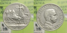 Vittorio Emanuele III - Vittorio Emanuele III (1900-1943) 1 Lira 1908 " Quadriga Veloce" - Ag
BB+