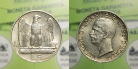 Vittorio Emanuele III - Vittorio Emanuele III (1900-1943) 5 Lire "Aquilino" 1927 * (Una Rosetta) - Montenegro 119 - Ag
FDC