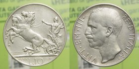 Vittorio Emanuele III - Vittorio Emanuele III (1900-1943) 10 Lire "Biga" 1930 - RARA - Ag
BB