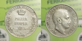 Vittorio Emanuele III (1910-1925) 1/2 Rupia 1919 - Ag - Montenegro 453 - RARA
BB