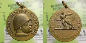 Medaglia Epoca Fascista - Federazione Italiana Gioco Calcio - 1°Torneo - Credere - Obbedire - Combattere - Ae 17,13 Ø 32