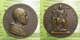 Medaglia Pio XII "Eugenio Maria Giuseppe Pacelli" (1939-1958) Esortazione alla Pace 1940 - Anno II - Ae - Opus Mistruzzi - Colpo ore 9 35,98 Ø 44