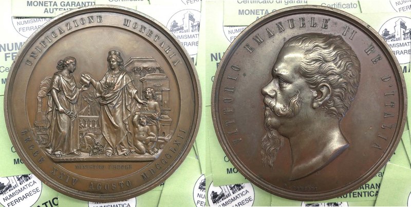 Medaglia Vittorio Emanuele II (1861-1878) Unificazione Monetaria 1862 - Opus D.C...