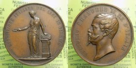 Medaglia Vittorio Emanuele II (1861-1878) al Merito per l'esposizione internazione di Firenze 1861 - Ae 97 Ø 56