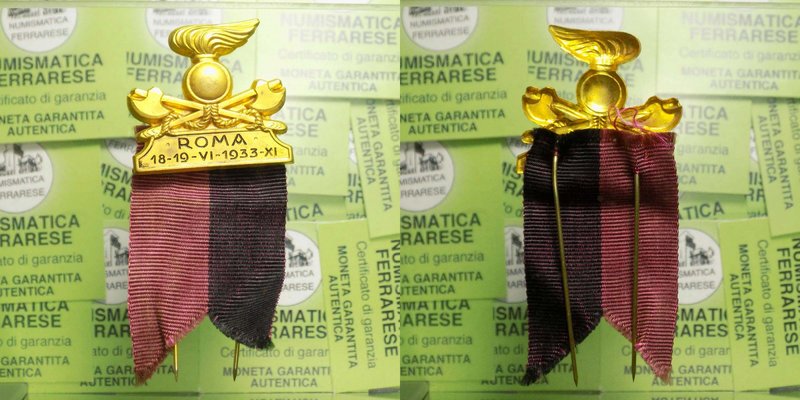 Epoca Fascista - Distintivo Adunata Arma del Genio a Roma il 18-19 - VI - 1933 A...