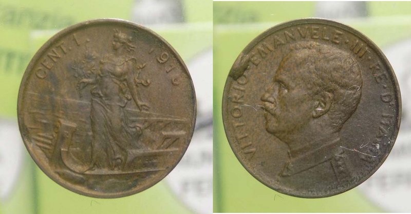 Vittorio Emanuele III - 1 Centesimo 1916 "Prora" . - DIFETTI DI CONIO: ESCRESCEN...