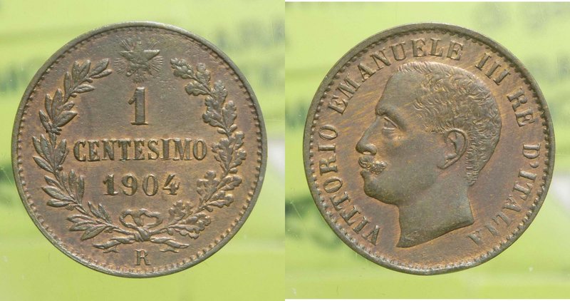 Vittorio Emanuele III - 1 Centesimo 1904 "Valore" - VARIANTE: ASSENZA DELL'INIZI...