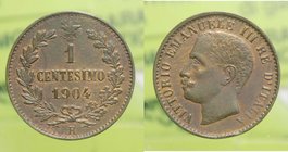 Vittorio Emanuele III - 1 Centesimo 1904 "Valore" - VARIANTE: ASSENZA DELL'INIZIALE "S." SOTTO IL COLLO DEL RE