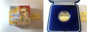 Area EURO - Moneta Commemorativa 20 euro 2009 - 100°Anniversario del Premio Nobel a Guglielmo Marconi (1909-2009) Au proof 6,45