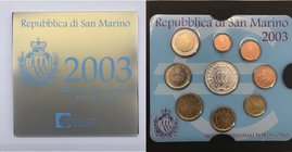 SAN MARINO - Serie Divisionale Euro San Marino 2003 - 9 Valori compreso di moneta commemorativa da 5 Euro in Ag - FDC
FDC