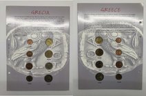 Raccolta BOLAFFI "I Primi 12 Paesi in Europa" : Grecia Serie Euro 8 Valori : 1 - 2 - 5 - 10 - 20 - 50 cent - 1 - 2 euro anno 2002