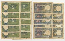 ALBANIA - Lotto 10 Banconote da 5 Franga 1940 - Mediamente MB-qBB
