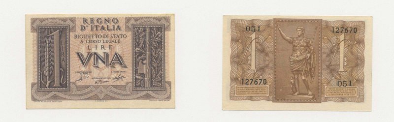 ITALIA - Biglietto di Stato - Vittorio Emanuele III - 1 Lira "Impero" - Grassi/P...