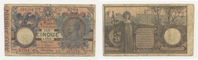 ITALIA - Biglietto di Stato - Vittorio Emanuele III - 5 Lire - Maltese/Rossolini 19/09/1923