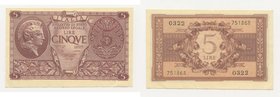 ITALIA - Biglietto di Stato 5 lire Atena Elmata 23/11/1944